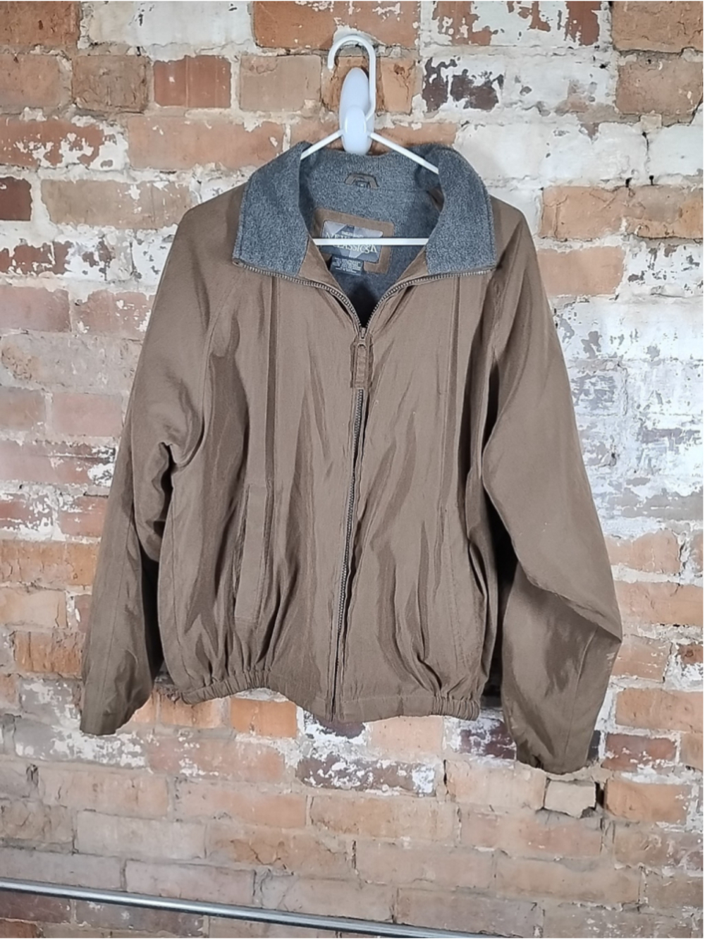 New York Classics Men's Brown Nylon Zip Up Bomber Jacket Sz M